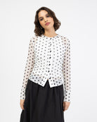 Mesh Cardigan mit Polkadotprint