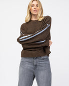 Strickpullover mit Streifendetails in blau