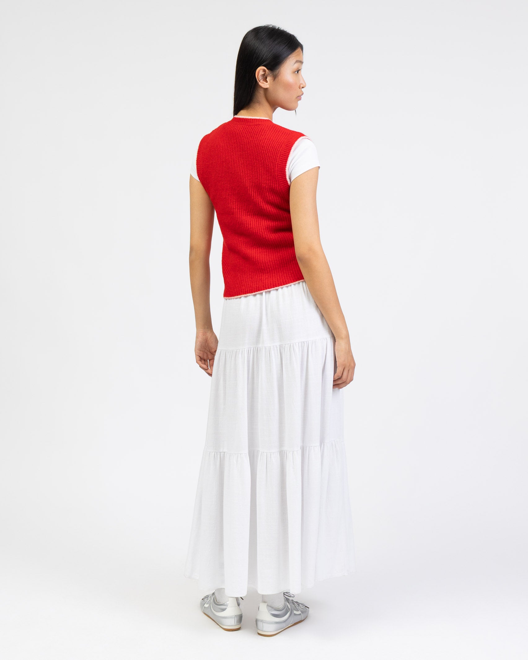 Strickpullunder mit Kontrastnaht von hinten