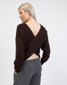 Wickelpullover mit V-Ausschnitt von hinten