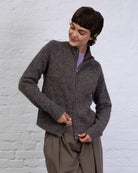 Strukturierte Strickjacke mit Stehkragen
