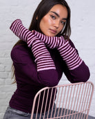 Gestreifte Strickstulpen