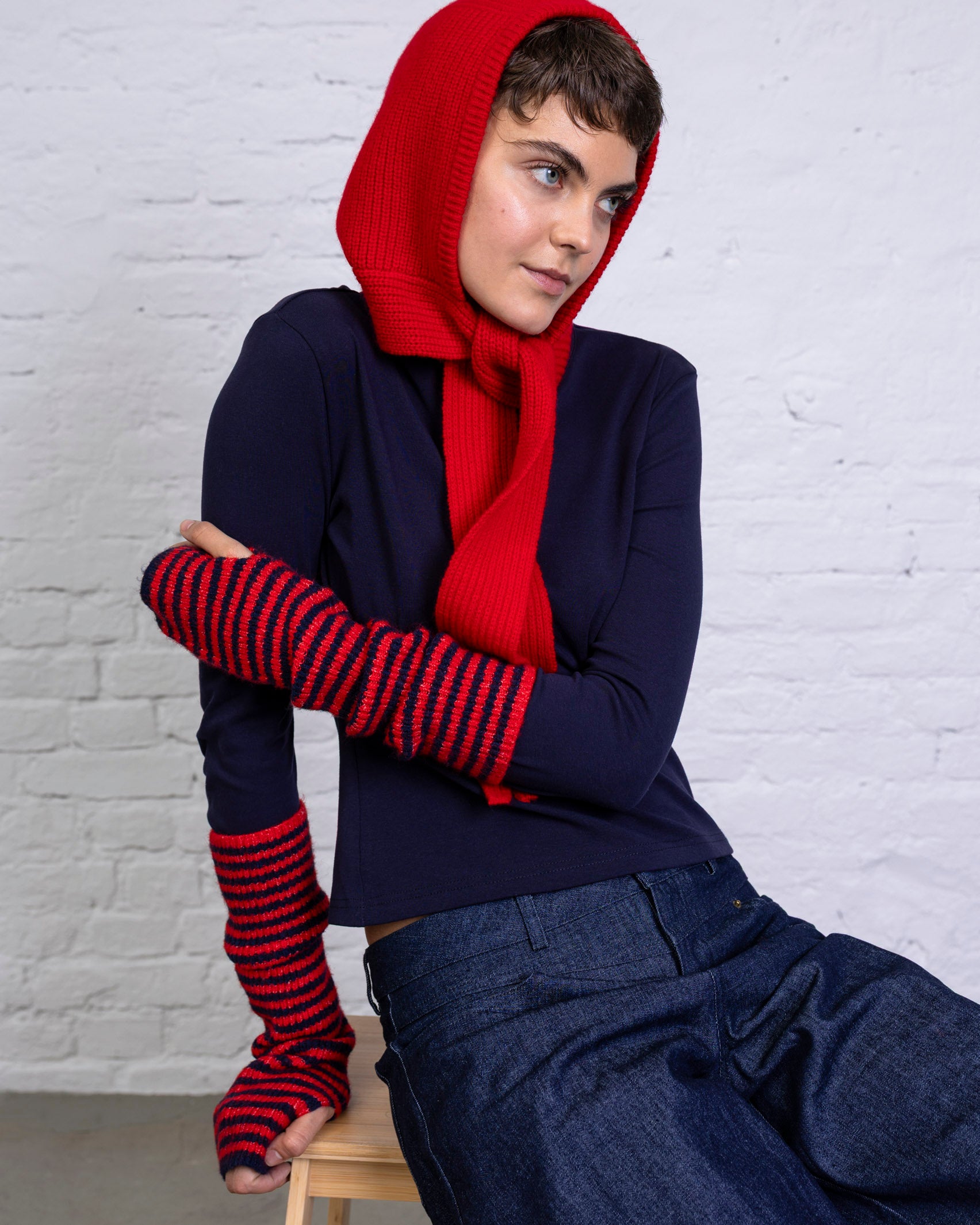 Gestreifte Strickstulpen