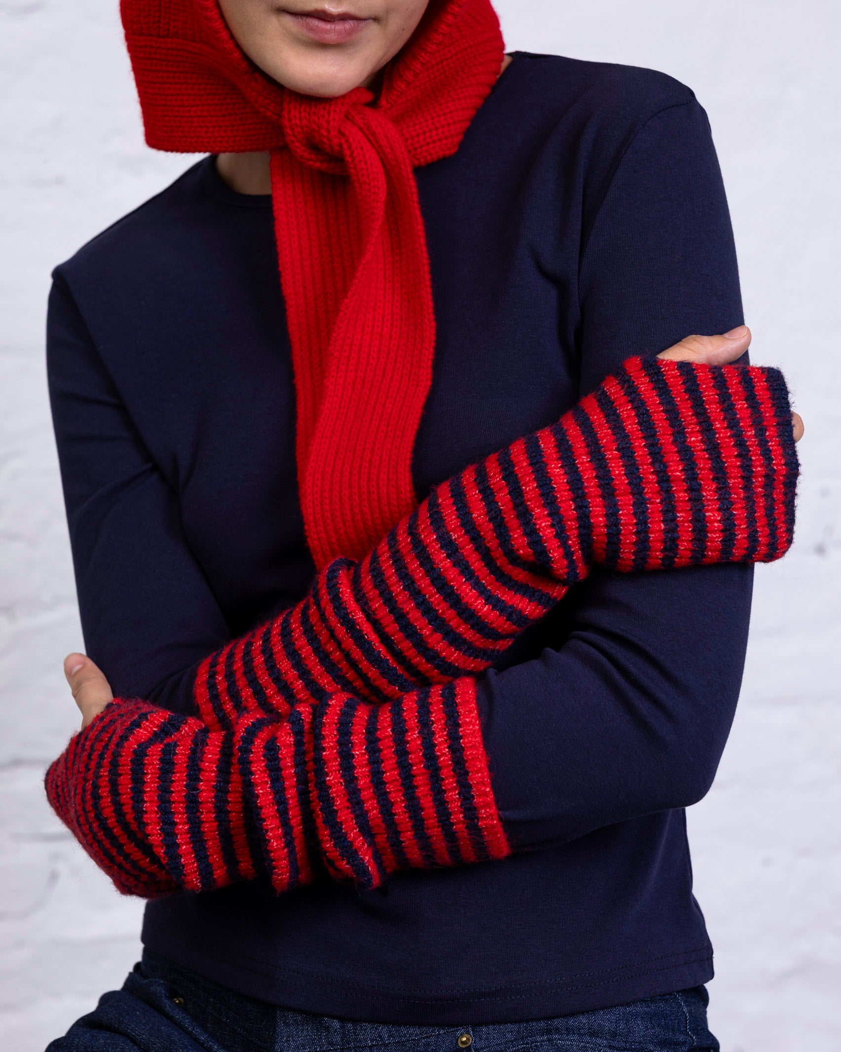 Gestreifte Strickstulpen
