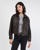 Kunstlederjacke mit Kragen