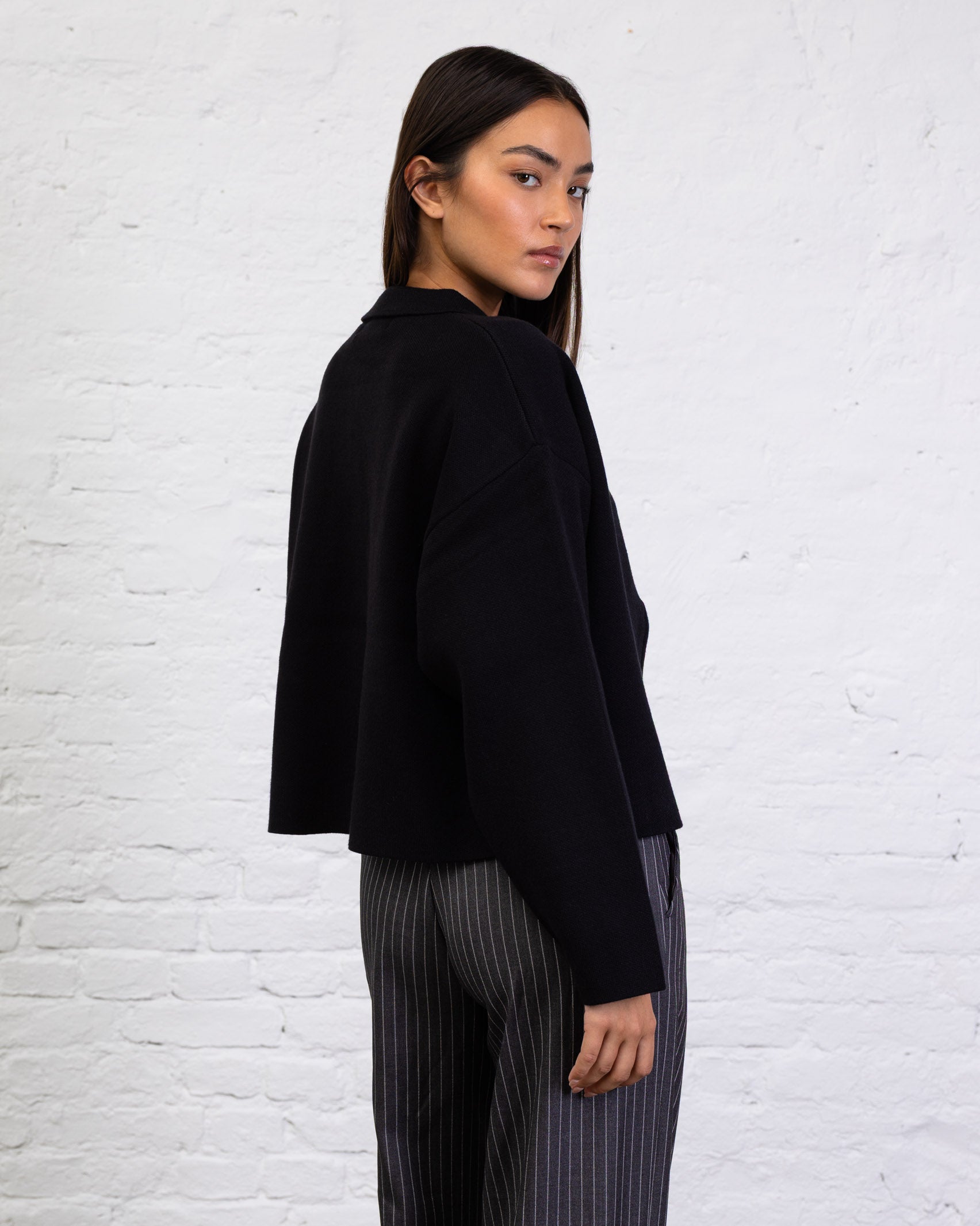 Kastige Strickjacke mit Reißverschluss