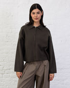 Kastige Strickjacke mit Reißverschluss