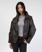 Kunstlederjacke mit Stehkragen