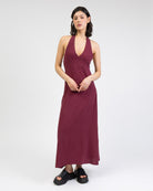Neckholder Maxikleid aus Leinen-Mix
