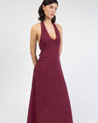 Neckholder Maxikleid aus Leinen-Mix