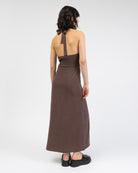Neckholder Maxikleid aus Leinen-Mix