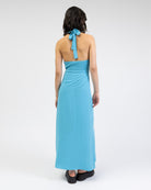 Neckholder Maxikleid aus Leinen-Mix