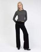 Hose mit gefaltetem Bund mit Ösen