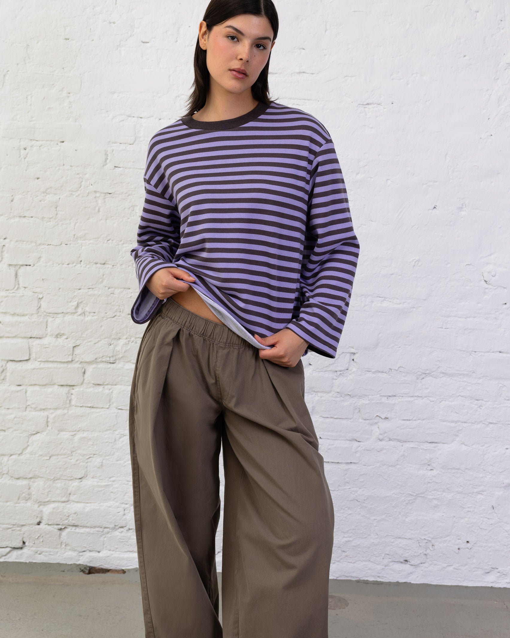 Weites Langarmshirt mit Streifen