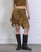 Asymmetrischer Rock mit floralem Print aus Samt