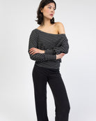 Offshoulder Langarmshirt mit Streifen