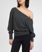 Offshoulder Langarmshirt mit Streifen