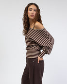 Offshoulder Langarmshirt mit Streifen