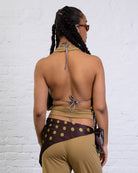 Drapiertes Neckholdertop mit Nieten