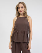 Peplum Top aus Leinen-Mix