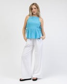 Peplum Top aus Leinen-Mix