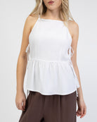 Peplum Top aus Leinen-Mix