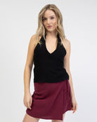 Neckholdertop aus Leinen-Mix