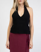 Neckholdertop aus Leinen-Mix