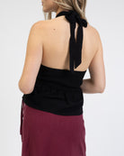 Neckholdertop aus Leinen-Mix
