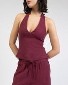 Neckholdertop aus Leinen-Mix