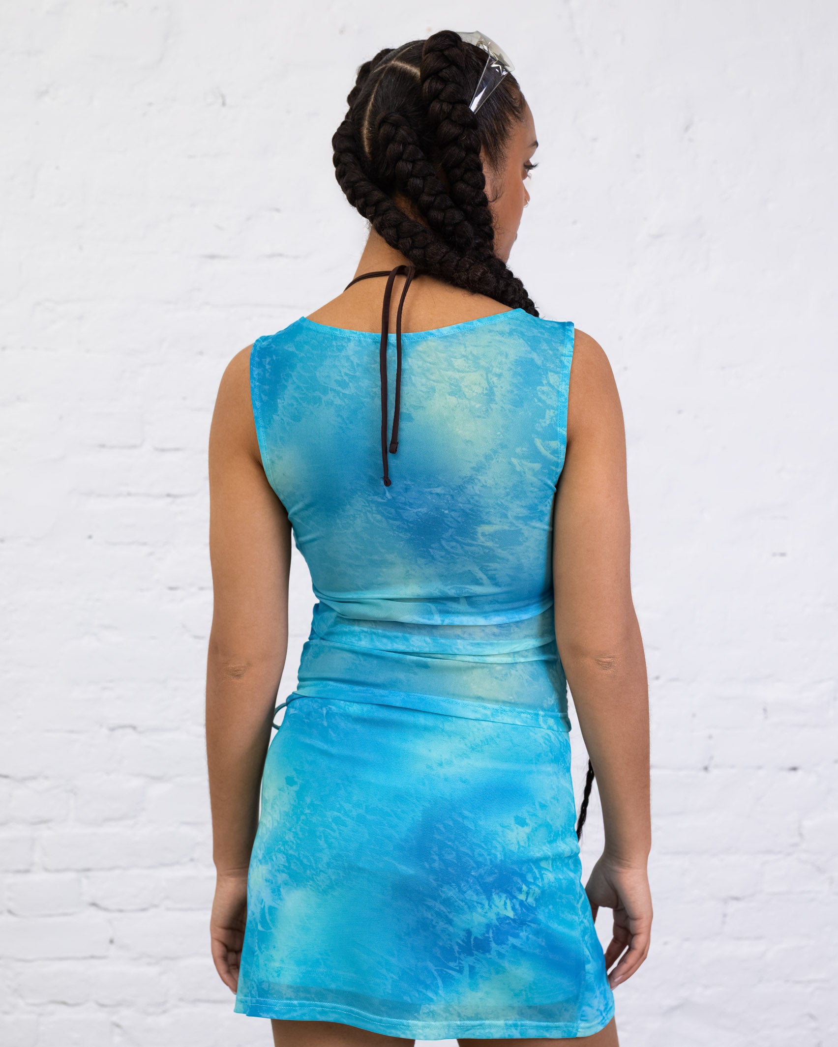 Mesh Top mit Ozeanprint