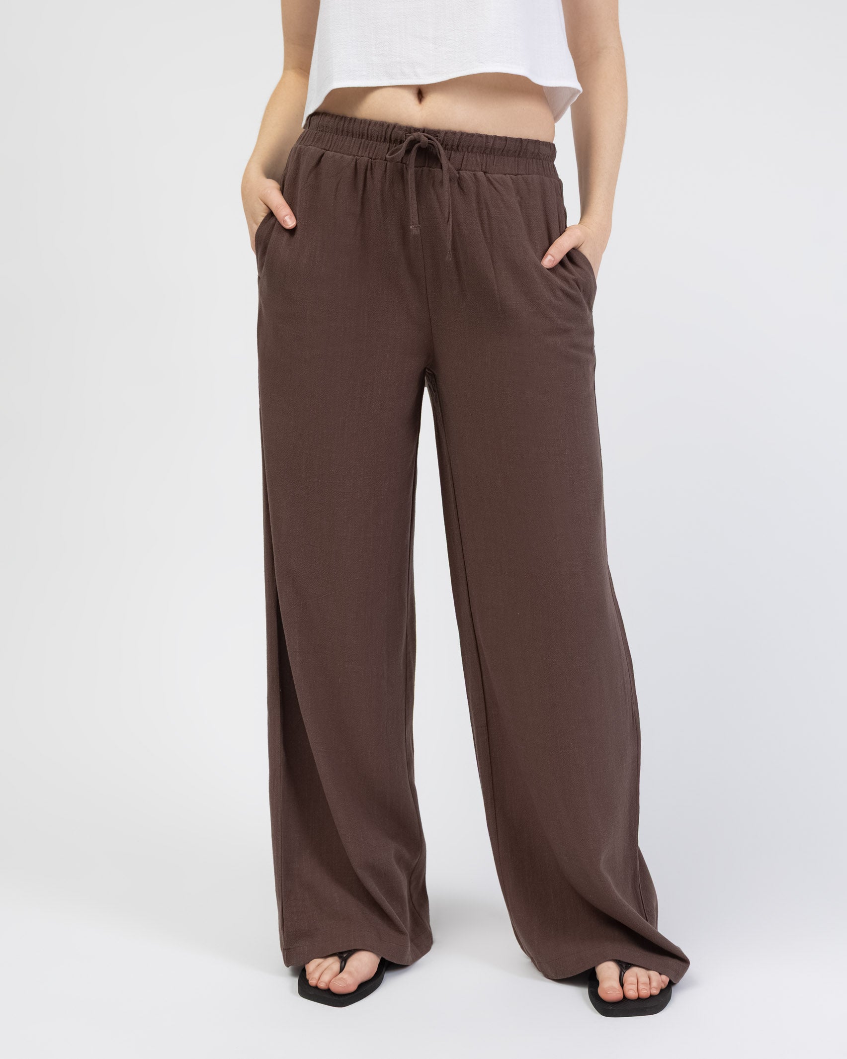 Lockere Hose aus Leinen-Mix