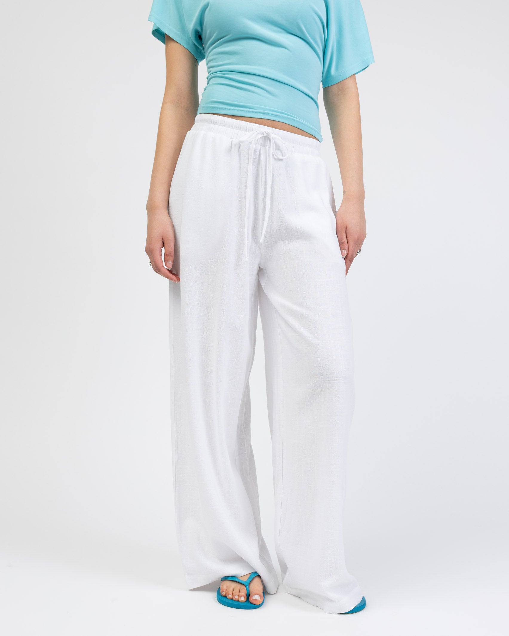 Lockere Hose aus Leinen-Mix