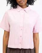 Crop Bluse aus Leinen-Mix