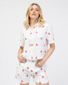 Musselin Bluse mit Krebs Stickerei