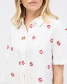 Musselin Bluse mit Krebs Stickerei