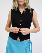Taillierte Bluse aus Leinen-Mix