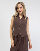 Taillierte Bluse aus Leinen-Mix