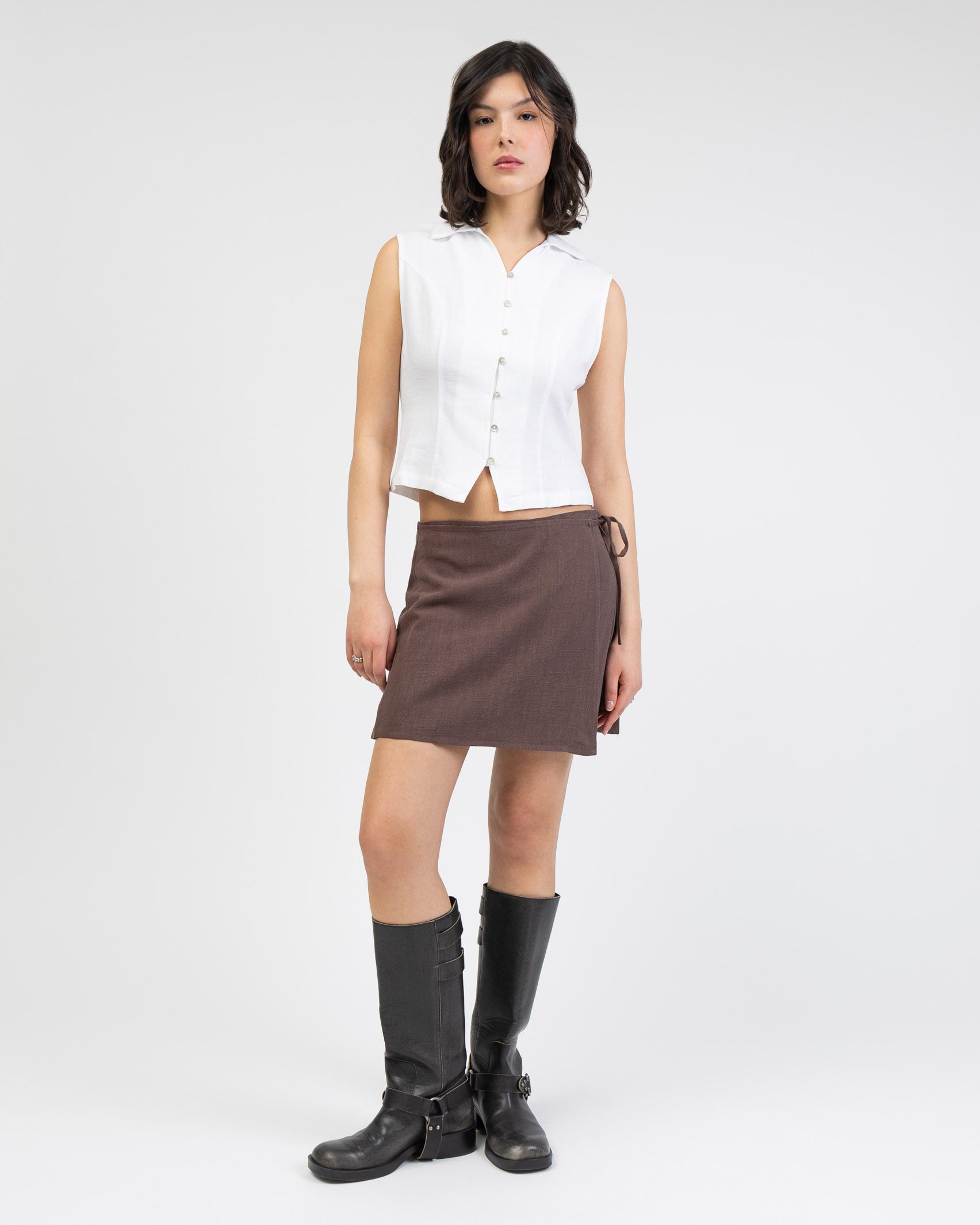 Taillierte Bluse aus Leinen-Mix