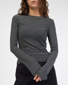 Gestreiftes Langarmshirt mit Trompetenärmeln