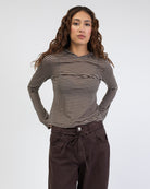 Gestreiftes Longshirt mit Kapuze