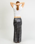 Mesh Midirock mit silbernem Leoprint