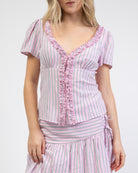 Kurzarm Bluse mit Rüschen
