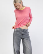 Gestreiftes Basic Langarmshirt
