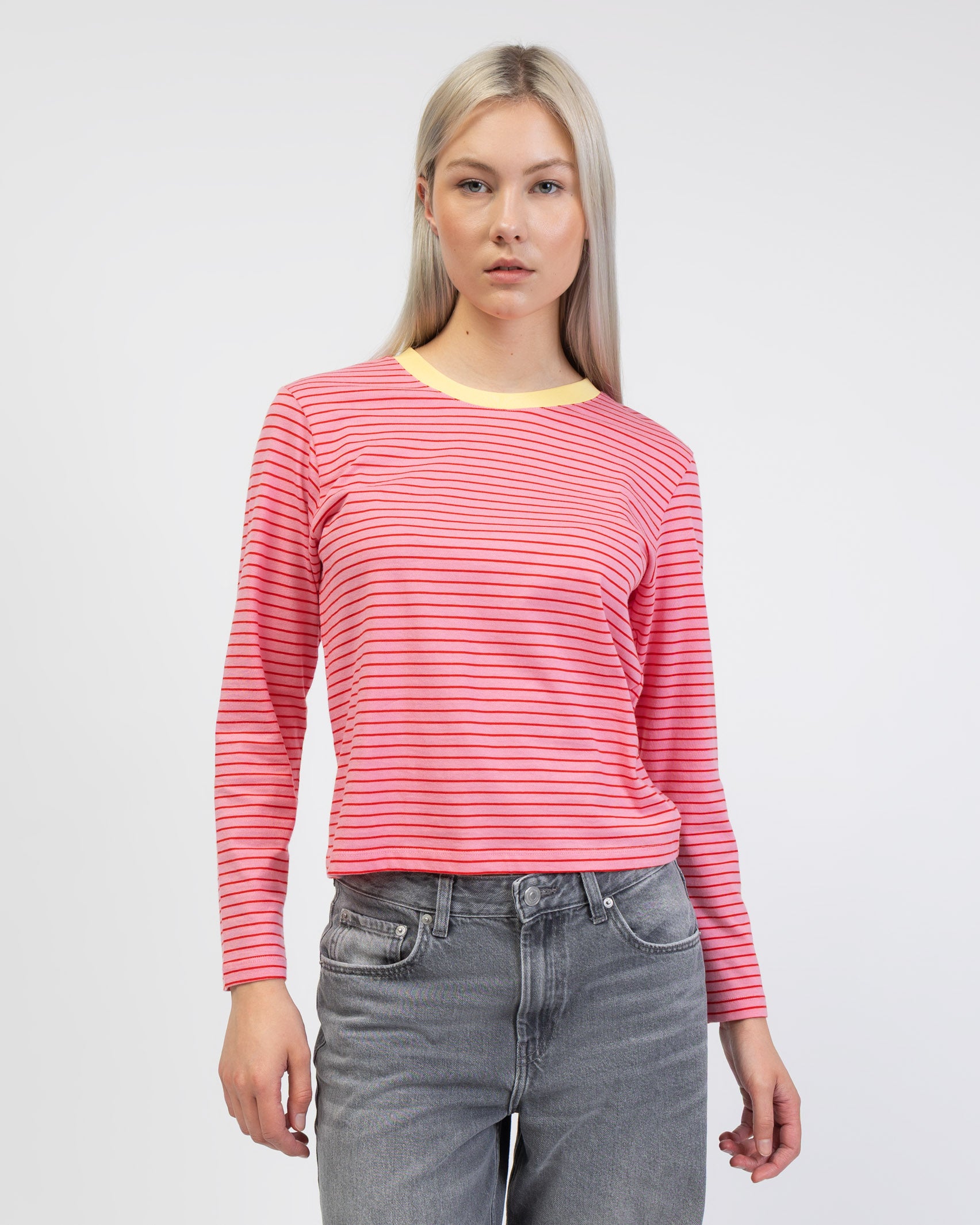 Gestreiftes Basic Langarmshirt