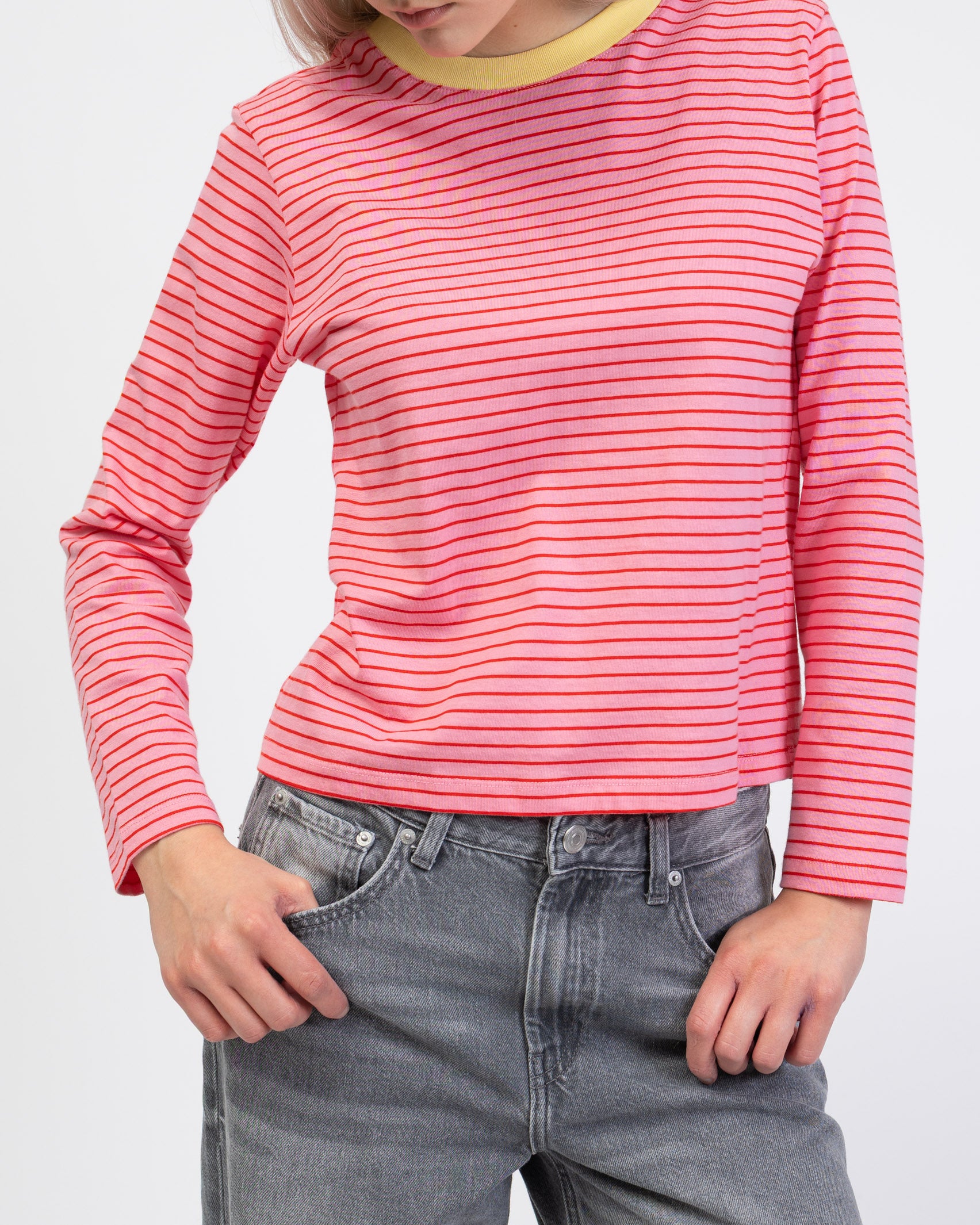 Gestreiftes Basic Langarmshirt