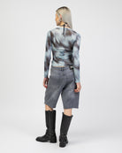 Langarm Mesh Shirt mit mehrfarbigem Muster