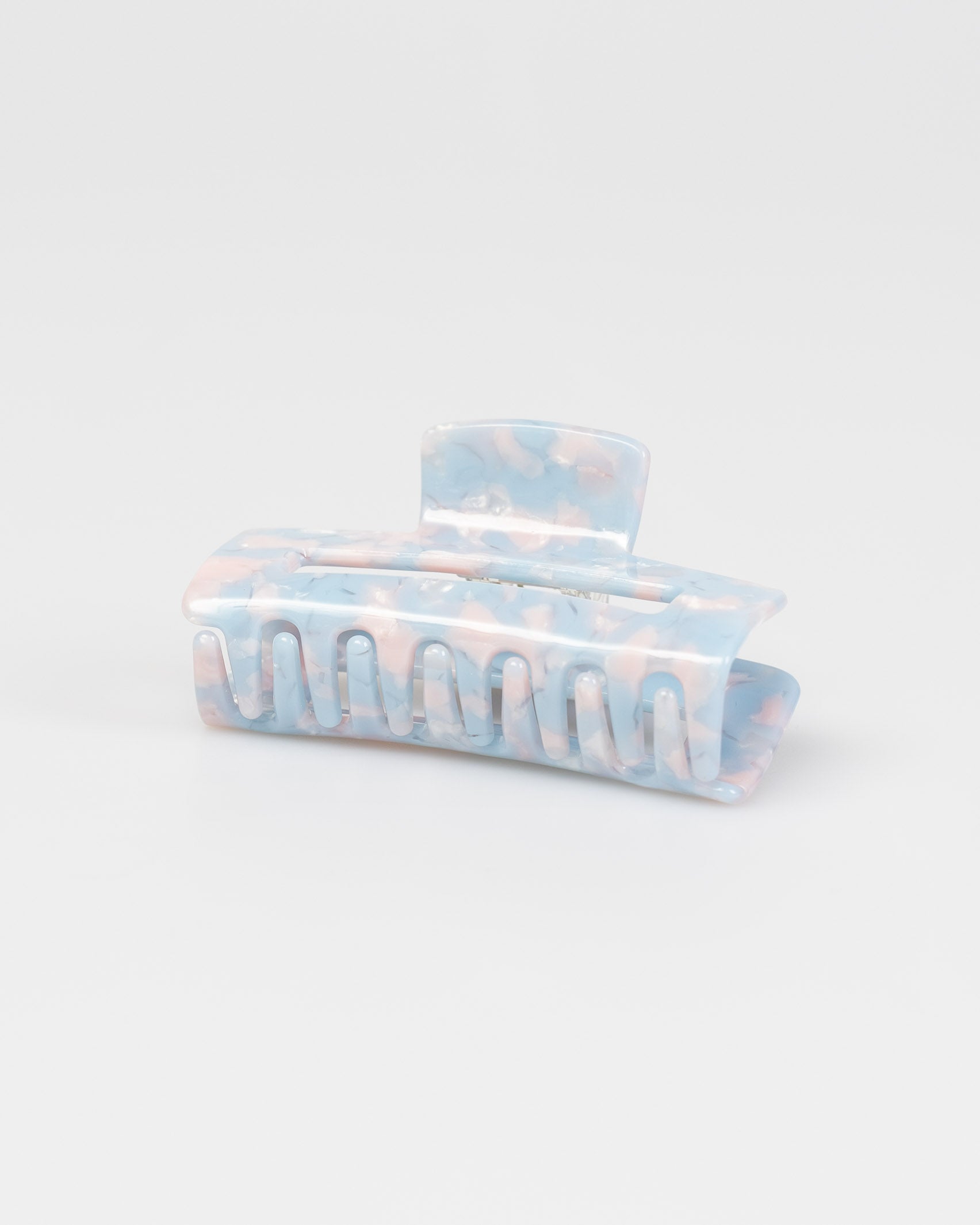 Eckiger Haarclip in Blau und Rosa