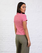 Gestreiftes Kurzarmshirt mit Knöpfen