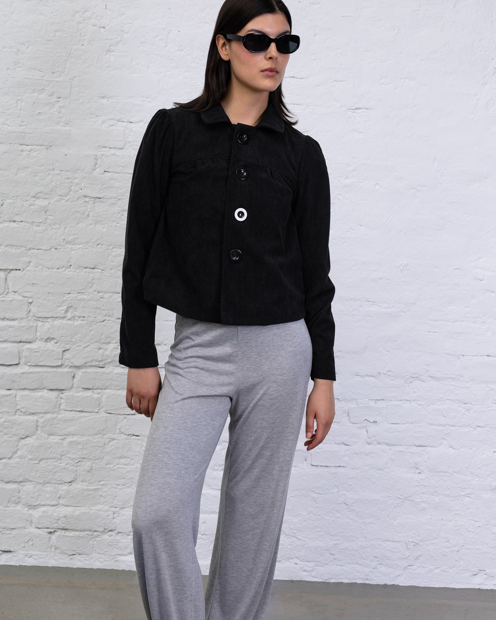 Cord-Blazer mit großen Knöpfen
